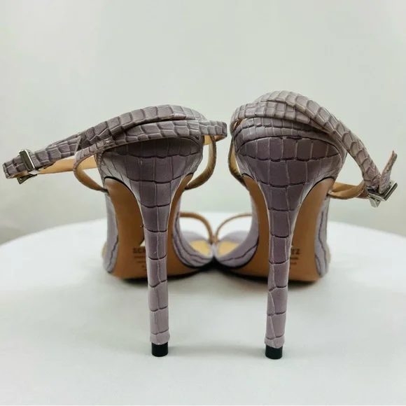Schutz Altina Lavender Faux Vegan Crocodile Leather Strap Heels Women’s Sz 8.5B